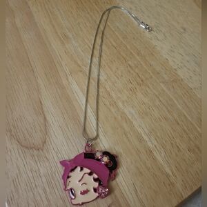 Betty Boop Silver Tone Rhinestone Necklace